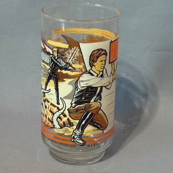 Vintage Star Wars Glass Cup Mug Burger King 1983 Sarlacc Pit Luke Skywalker Solo - Picture 1 of 4